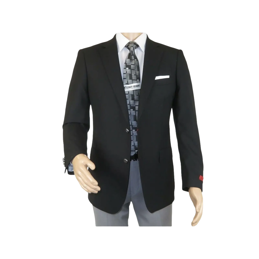 Men's RENOIR Classic Blazer Jacket 100% Wool Single breasted Notch 509 - 1 Black - J.Valintin Men's Wear Legend - 21566