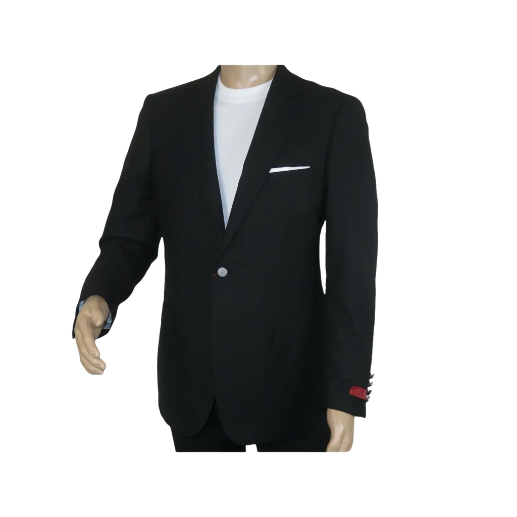 Men's RENOIR Classic Blazer Jacket 100% Wool Single breasted Notch 509 - 1 Black - J.Valintin Men's Wear Legend - 21566