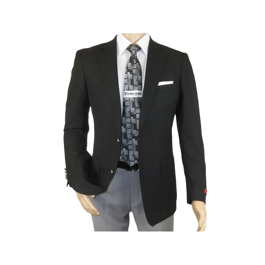 Men's RENOIR Classic Blazer Jacket 100% Wool Single breasted Notch 509 - 1 Black - J.Valintin Men's Wear Legend - 21566