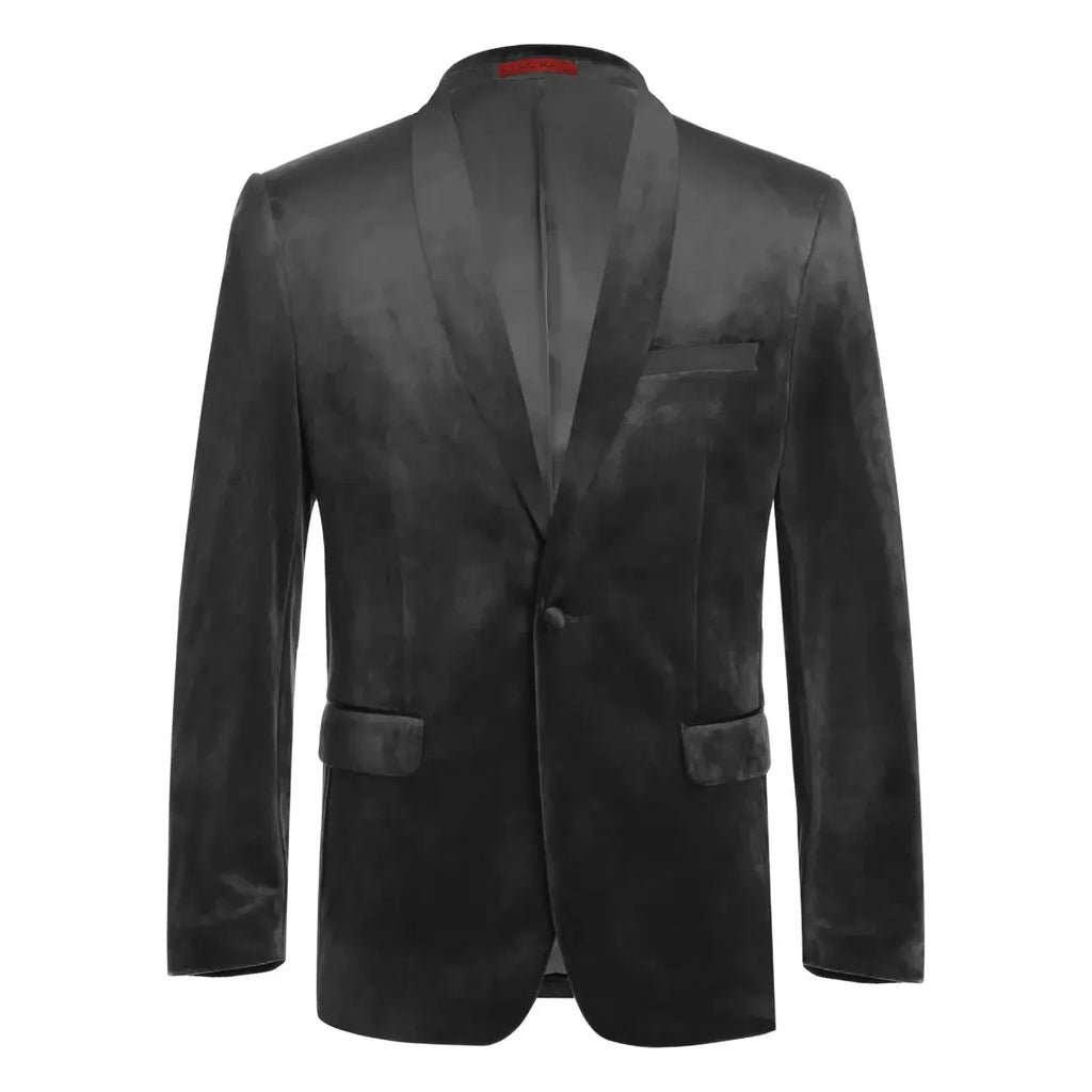 Men's Renoir Velvet Tuxedo Blazer Jacket Satin Shawl Lapel Slim Fit 290 - 10 Black - J.Valintin Men's Wear Legend - 290 - 10 Shawl - 38R