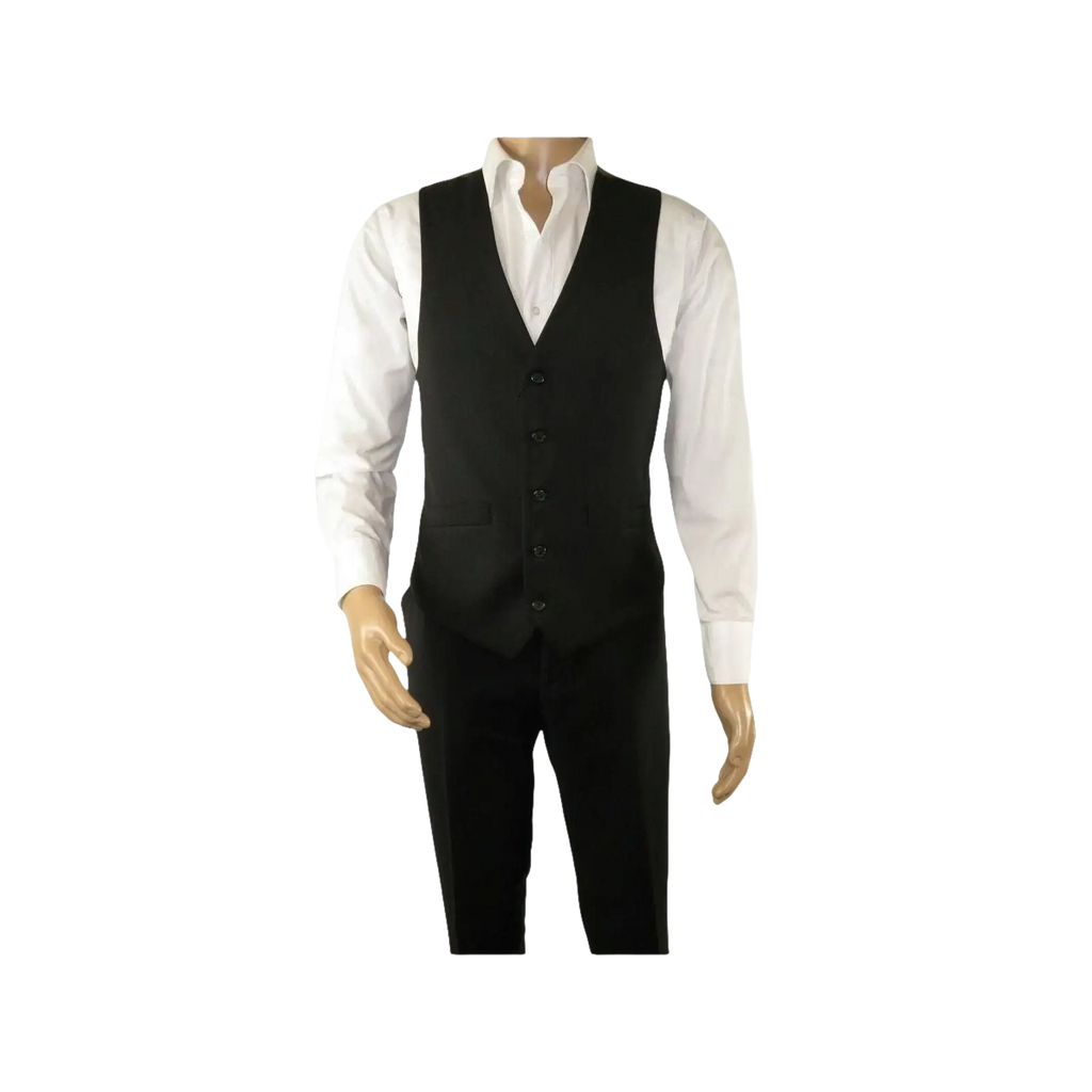 Mens RENOIR Vest Wool 140 Adjustable ,V - Neck two Pocket Full Lining 508 - 1 Black - J.Valintin Men's Wear Legend - 80049