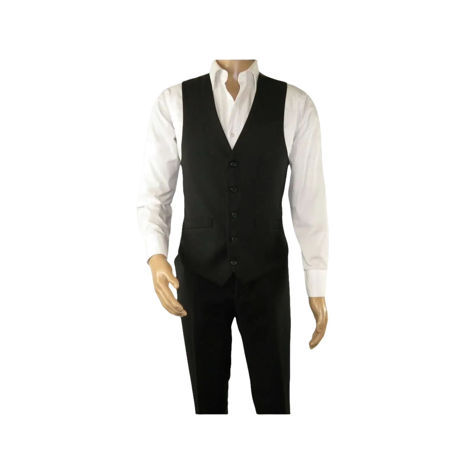 Mens RENOIR Vest Wool 140 Adjustable ,V - Neck two Pocket Full Lining 508 - 1 Black - J.Valintin Men's Wear Legend - 80049