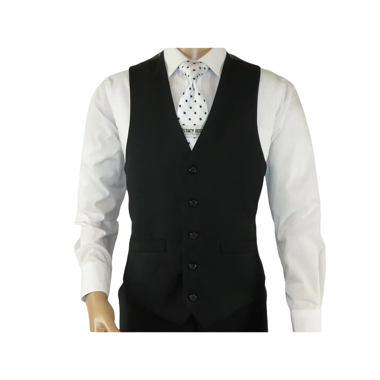 Mens RENOIR Vest Wool 140 Adjustable ,V - Neck two Pocket Full Lining 508 - 1 Black - J.Valintin Men's Wear Legend - 80049