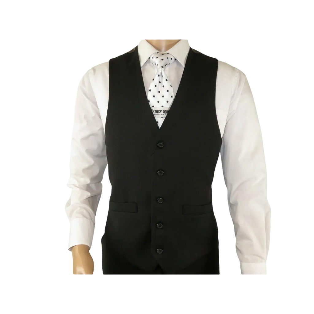 Mens RENOIR Vest Wool 140 Adjustable ,V - Neck two Pocket Full Lining 508 - 1 Black - J.Valintin Men's Wear Legend - 80049