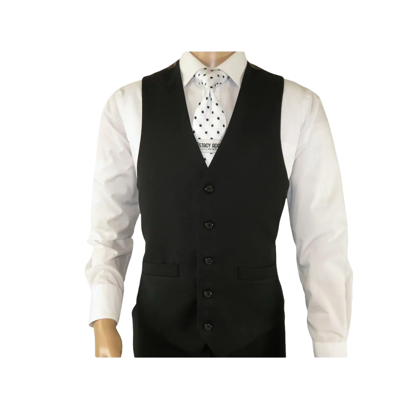 Mens RENOIR Vest Wool 140 Adjustable ,V - Neck two Pocket Full Lining 508 - 1 Black - J.Valintin Men's Wear Legend - 80049