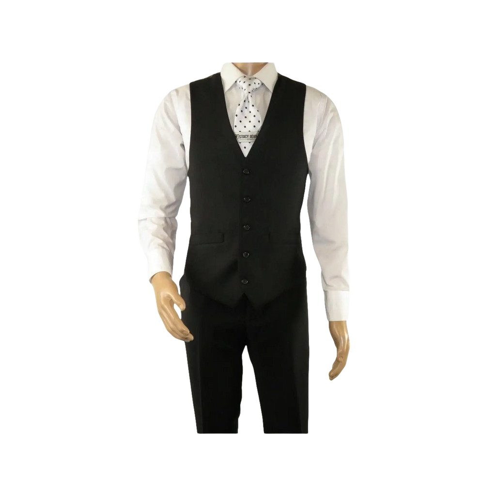 Mens RENOIR Vest Wool 140 Adjustable ,V - Neck two Pocket Full Lining 508 - 1 Black - J.Valintin Men's Wear Legend - 80049