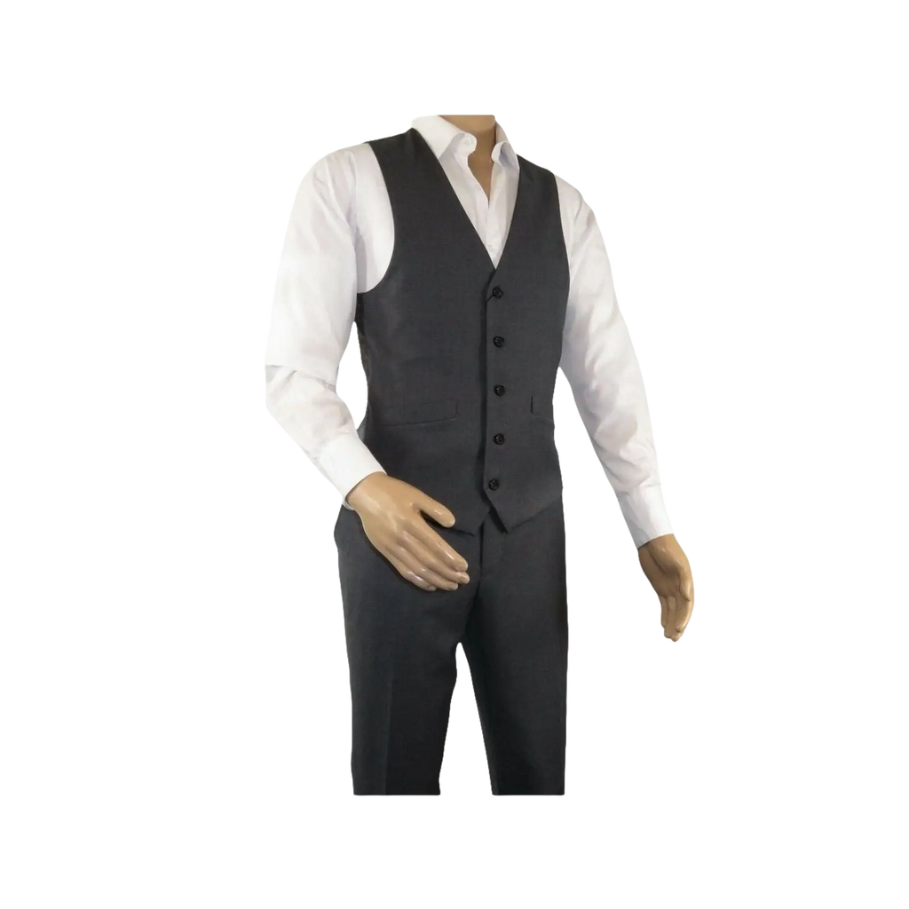 Men's RENOIR Vest Wool 140's Adjustable, Full Lining 508 - 3 Mid Gray - J.Valintin Men's Wear Legend - 80069