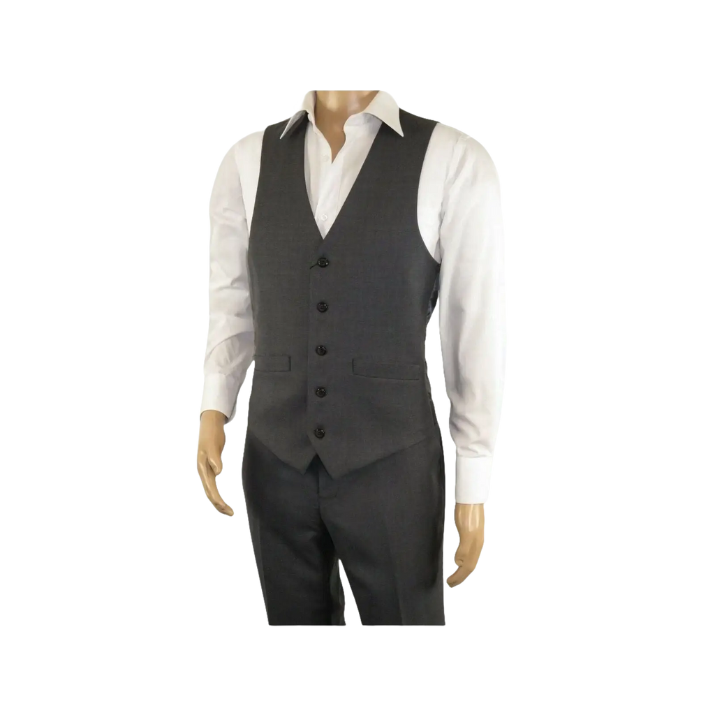 Men's RENOIR Vest Wool 140's Adjustable, Full Lining 508 - 3 Mid Gray - J.Valintin Men's Wear Legend - 80069