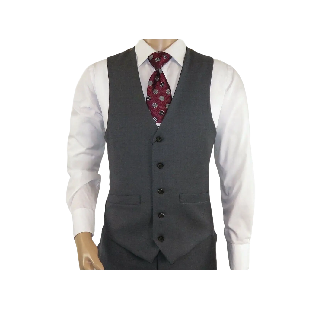 Men's RENOIR Vest Wool 140's Adjustable, Full Lining 508 - 3 Mid Gray - J.Valintin Men's Wear Legend - 80069
