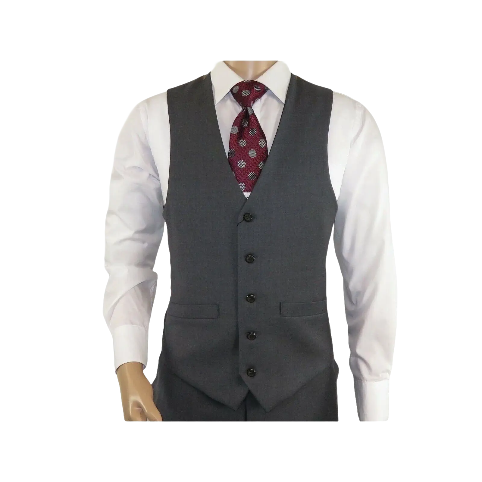 Men's RENOIR Vest Wool 140's Adjustable, Full Lining 508 - 3 Mid Gray - J.Valintin Men's Wear Legend - 80069