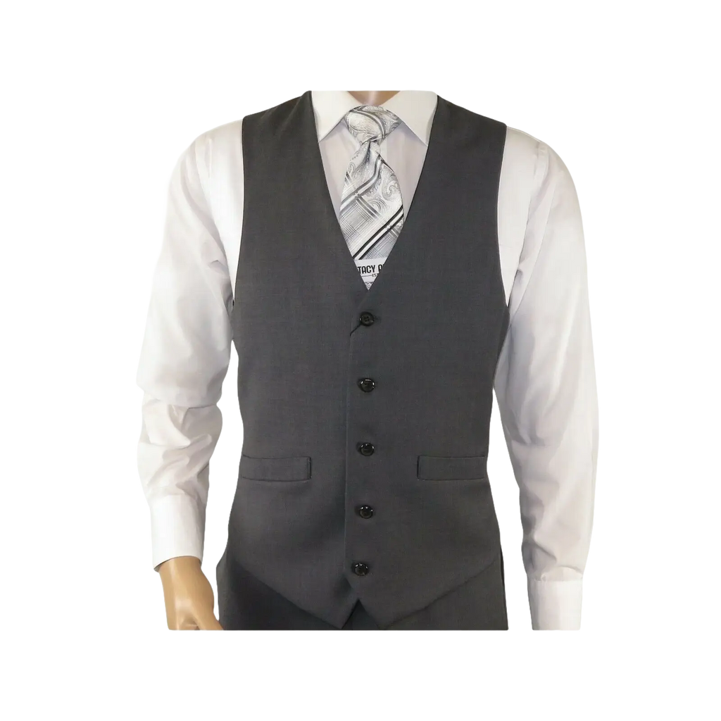 Men's RENOIR Vest Wool 140's Adjustable, Full Lining 508 - 3 Mid Gray - J.Valintin Men's Wear Legend - 80069