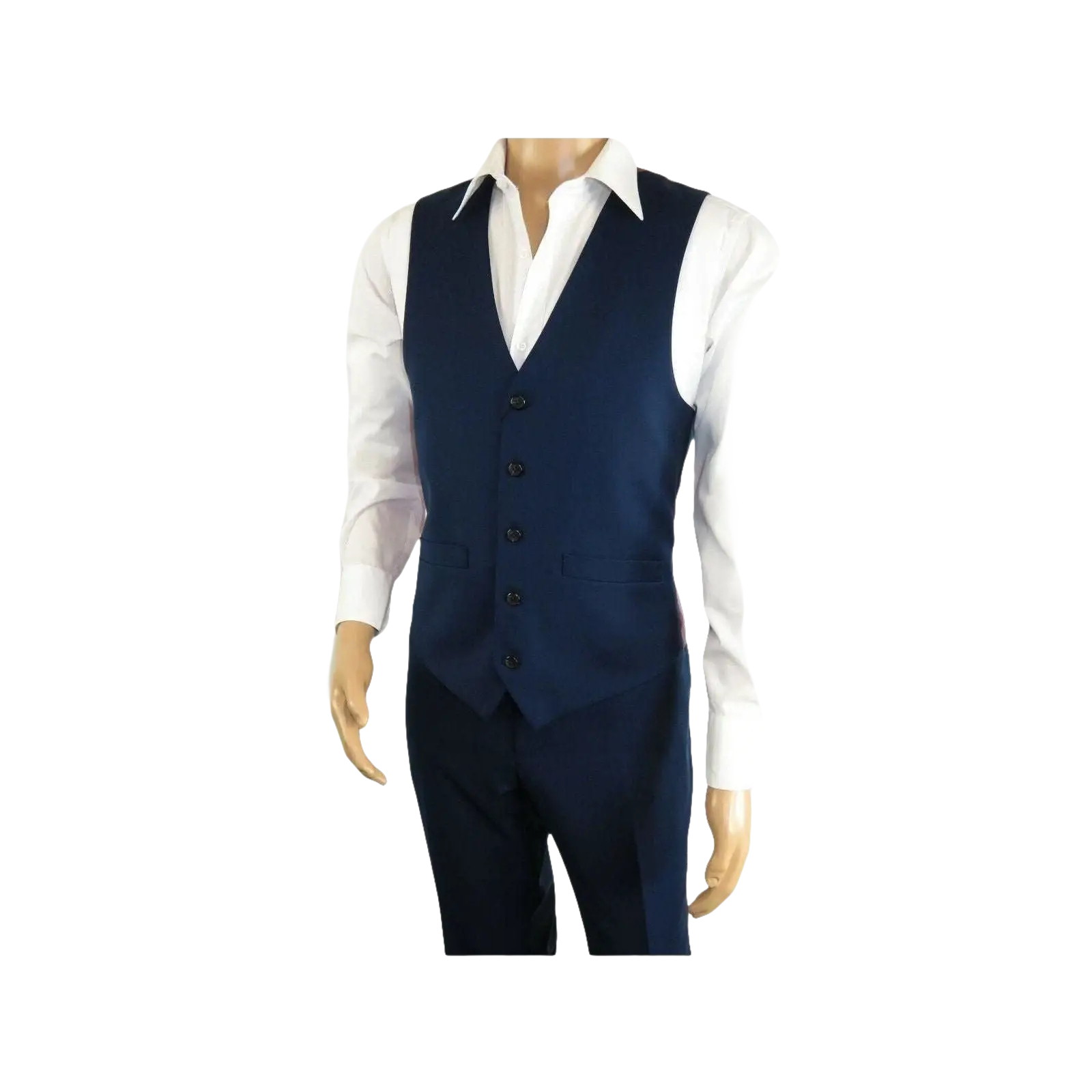Men's RENOIR Vest Wool 140's Adjustable, Two Pockets 508 - 19 Navy Blue - J.Valintin Men's Wear Legend - 80059