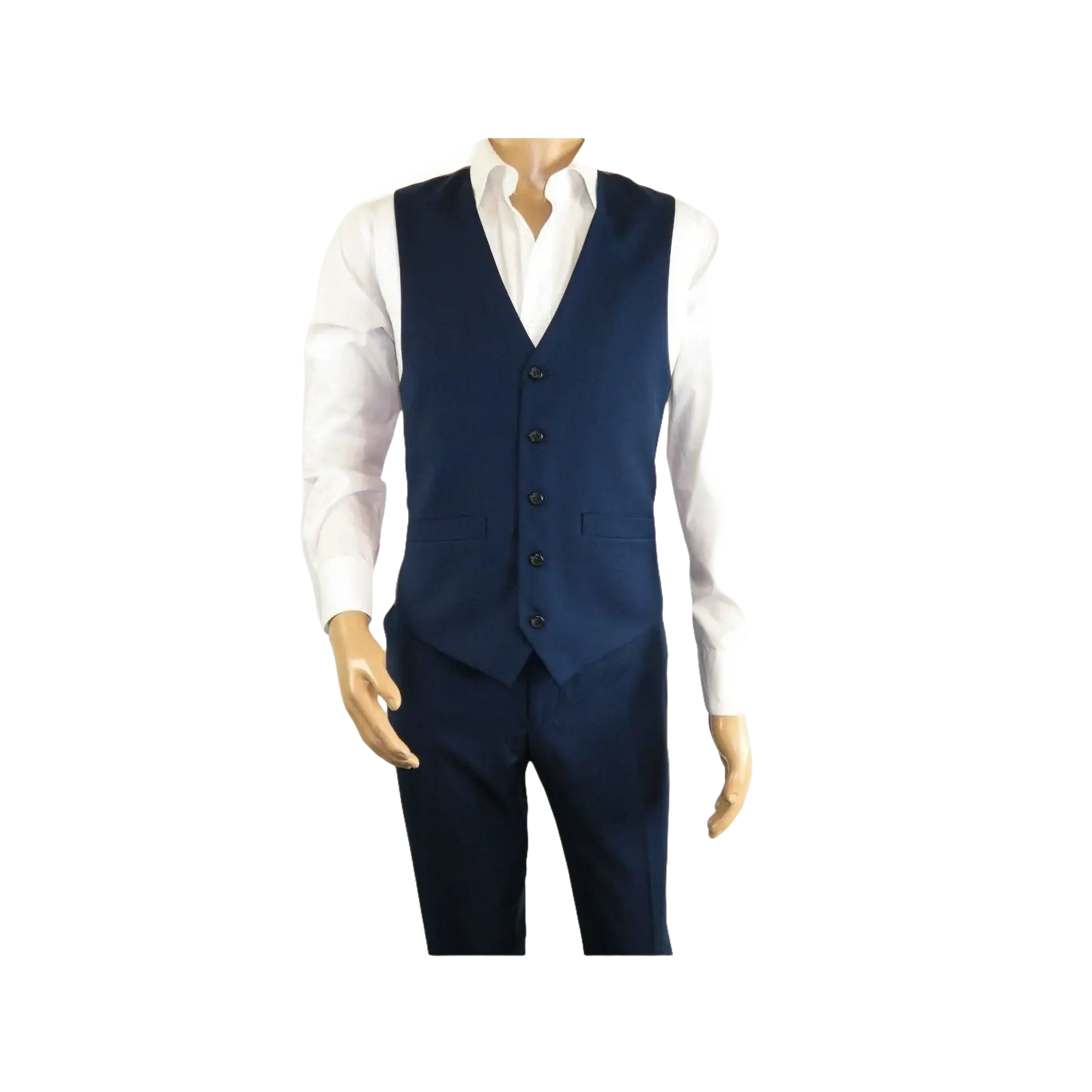 Men's RENOIR Vest Wool 140's Adjustable, Two Pockets 508 - 19 Navy Blue - J.Valintin Men's Wear Legend - 80059