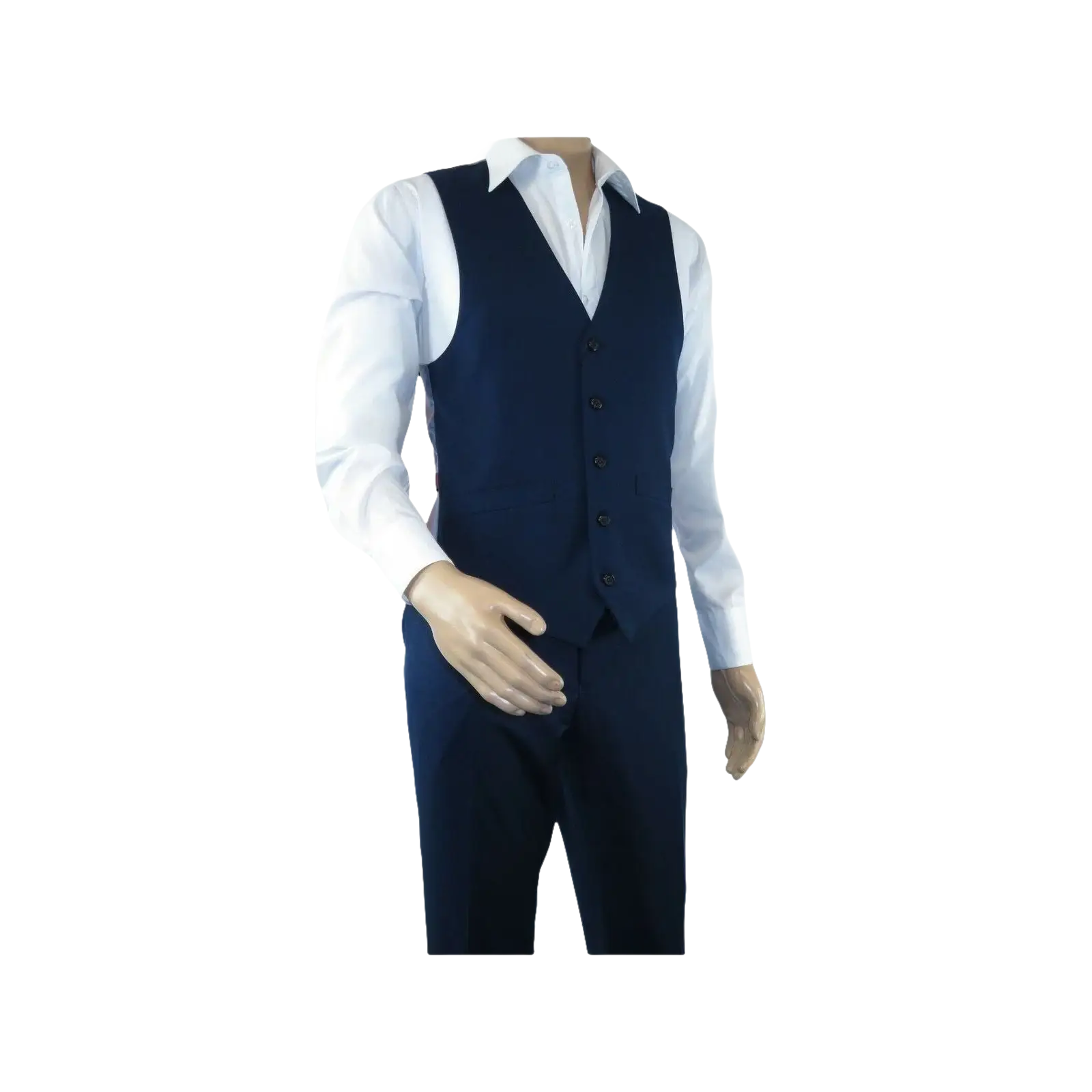 Men's RENOIR Vest Wool 140's Adjustable, Two Pockets 508 - 19 Navy Blue - J.Valintin Men's Wear Legend - 80059