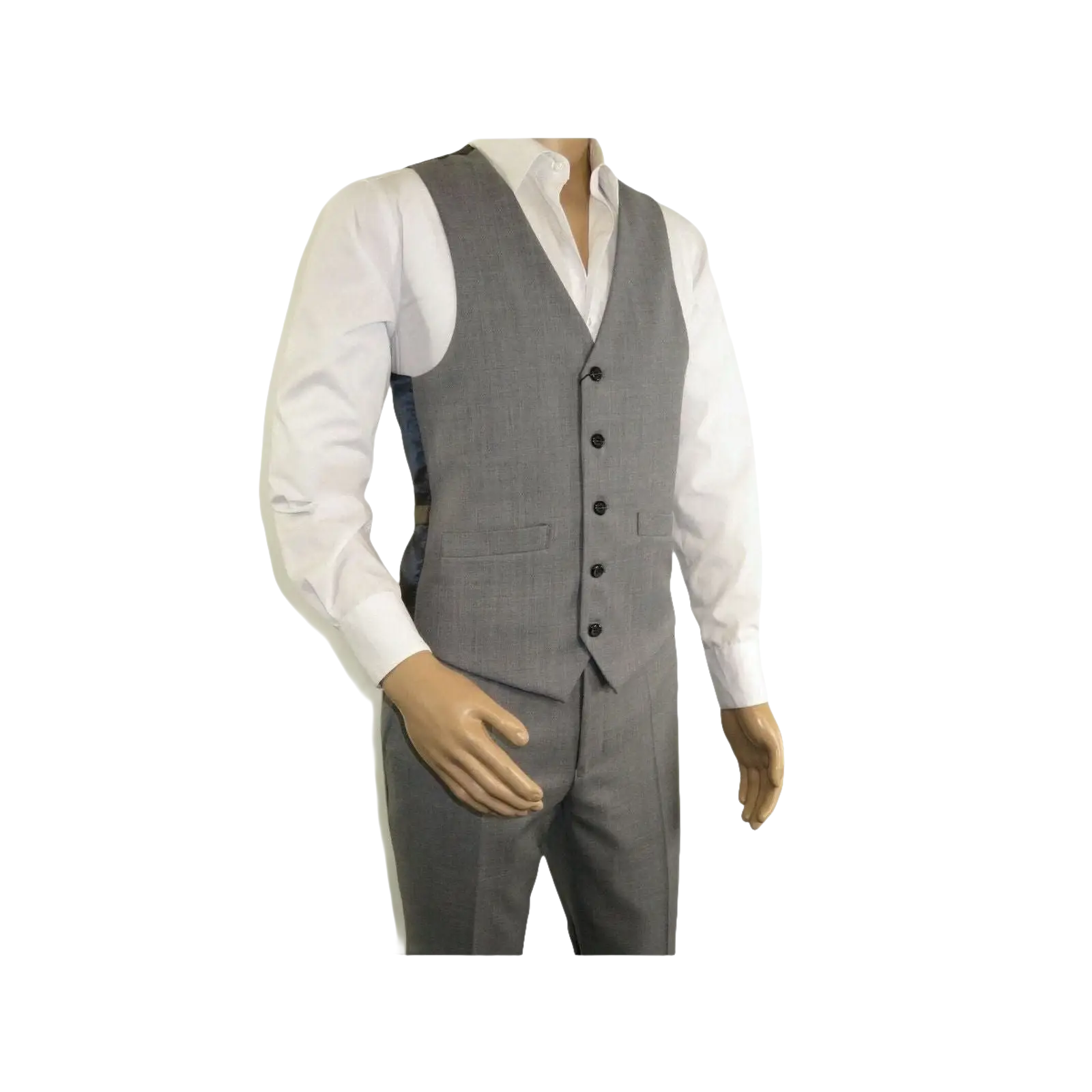 Men's RENOIR Vest Wool 140's Adjustable, Two Pockets 508 - 5 Lt Gray - J.Valintin Men's Wear Legend - 80079