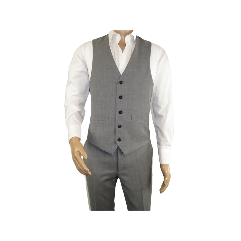 Men's RENOIR Vest Wool 140's Adjustable, Two Pockets 508 - 5 Lt Gray - J.Valintin Men's Wear Legend - 80079