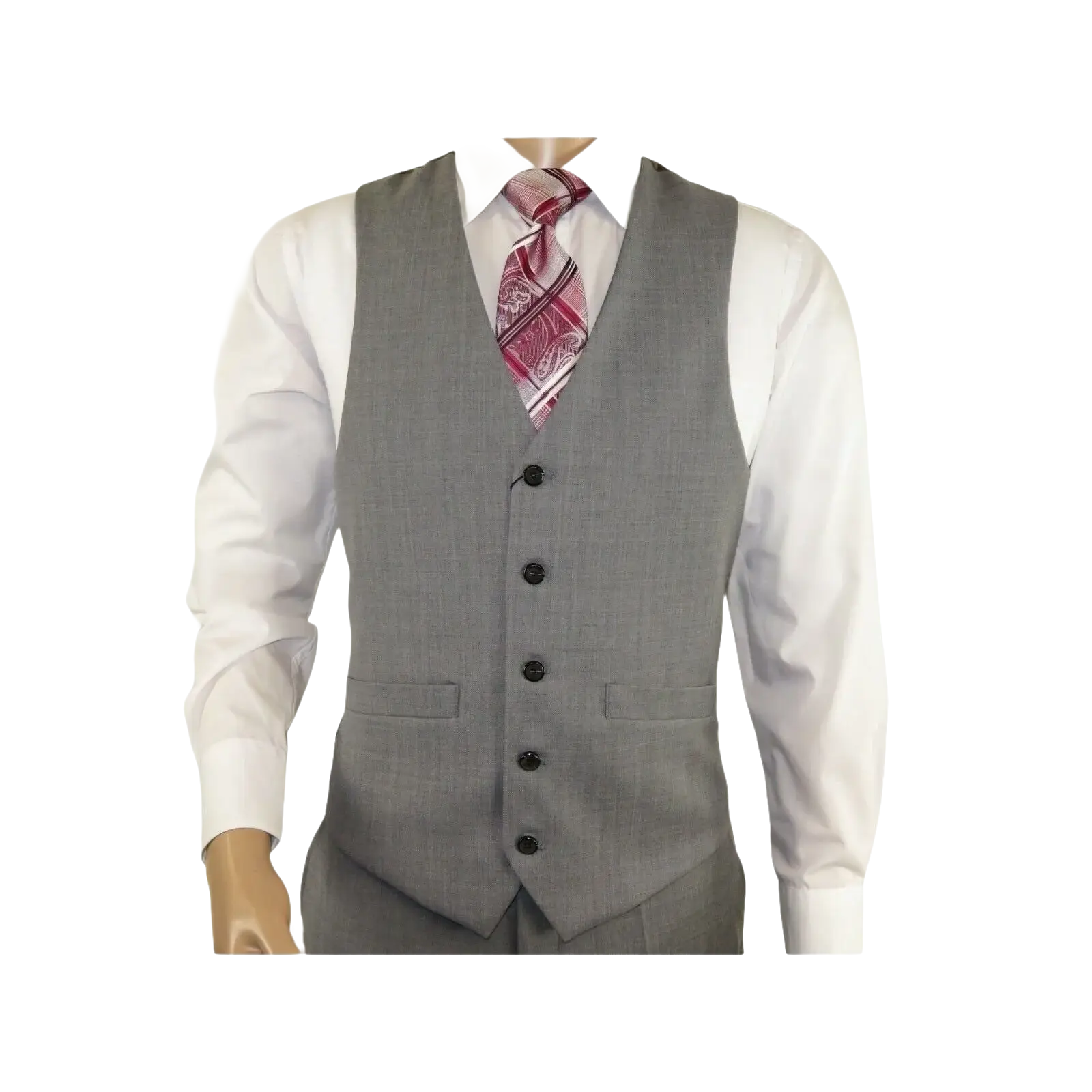 Men's RENOIR Vest Wool 140's Adjustable, Two Pockets 508 - 5 Lt Gray - J.Valintin Men's Wear Legend - 80079