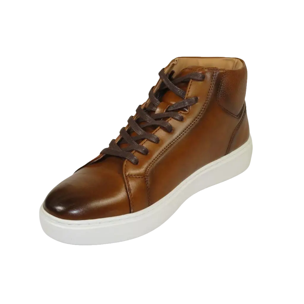 Men's Santino Luciano Ankle High Top Comfort Sneaker Dress Boot S - 2452 Cognac - J.Valintin Men's Wear Legend - S2452 - Cognac - 8.5