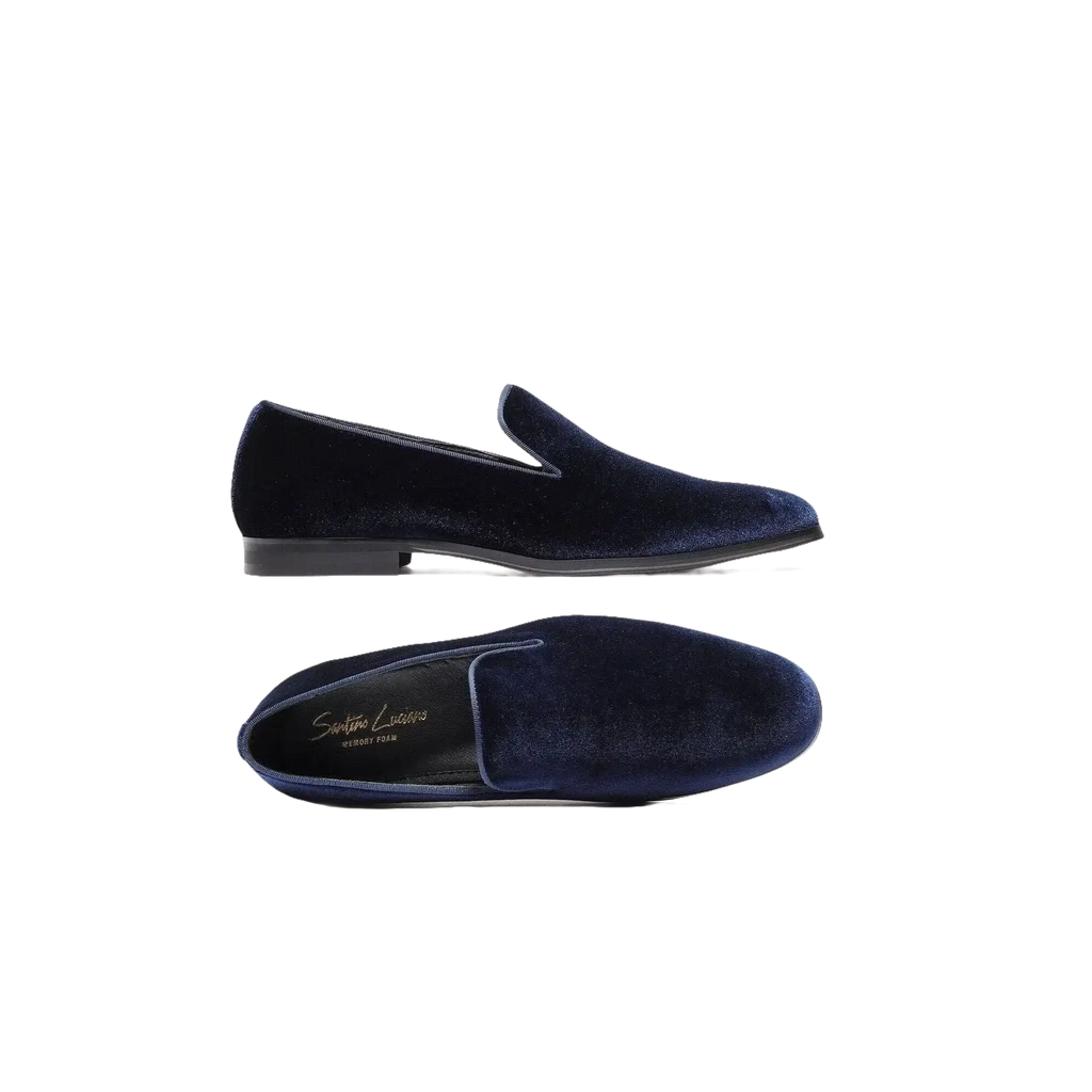 Mens Santino Luciano Shoes Soft Velvet Slip on Loafer Formal C351 Navy Blue - J.Valintin Men's Wear Legend - 99013