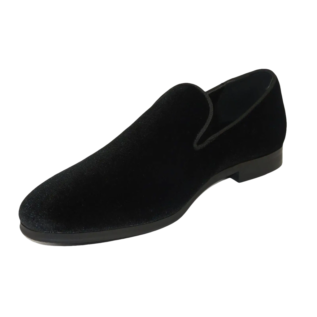 Mens Santino Luciano Shoes Soft Velvet Slip on Loafer Formal Wedding C351 Black - J.Valintin Men's Wear Legend - C351 - Black - 14M
