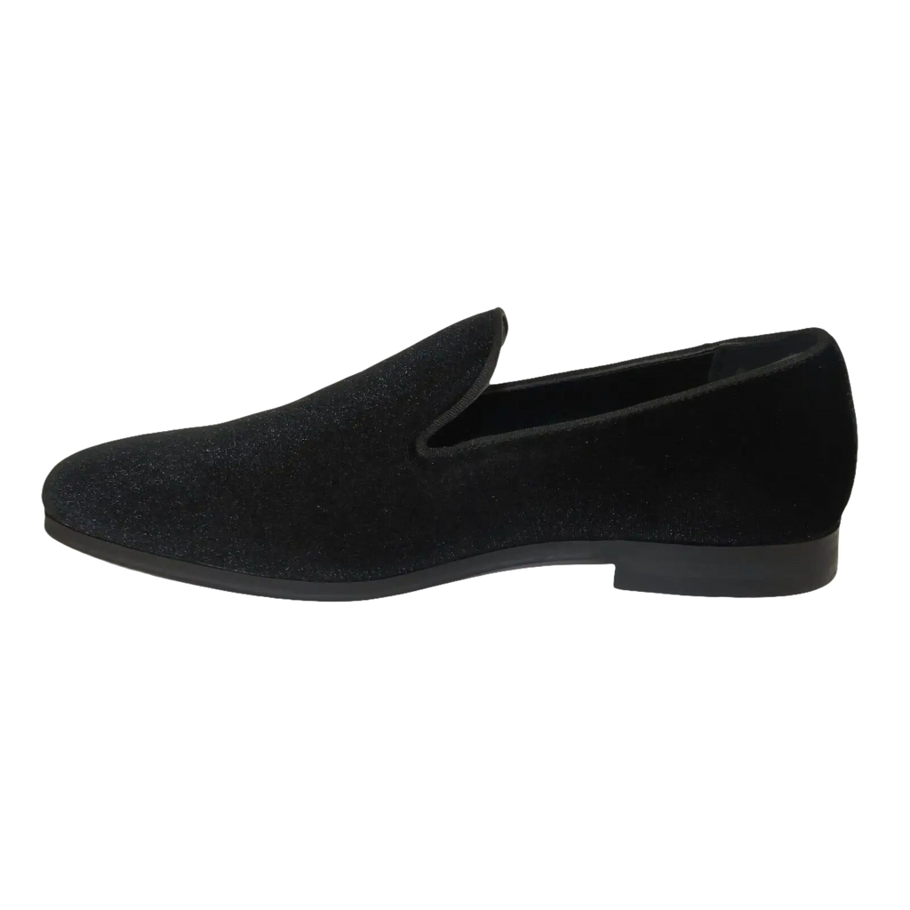 Mens Santino Luciano Shoes Soft Velvet Slip on Loafer Formal Wedding C351 Black - J.Valintin Men's Wear Legend - C351 - Black - 14M