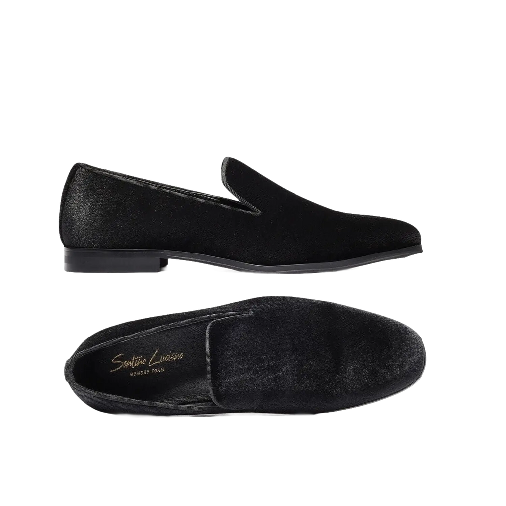 Mens Santino Luciano Shoes Soft Velvet Slip on Loafer Formal Wedding C351 Black - J.Valintin Men's Wear Legend - 98987