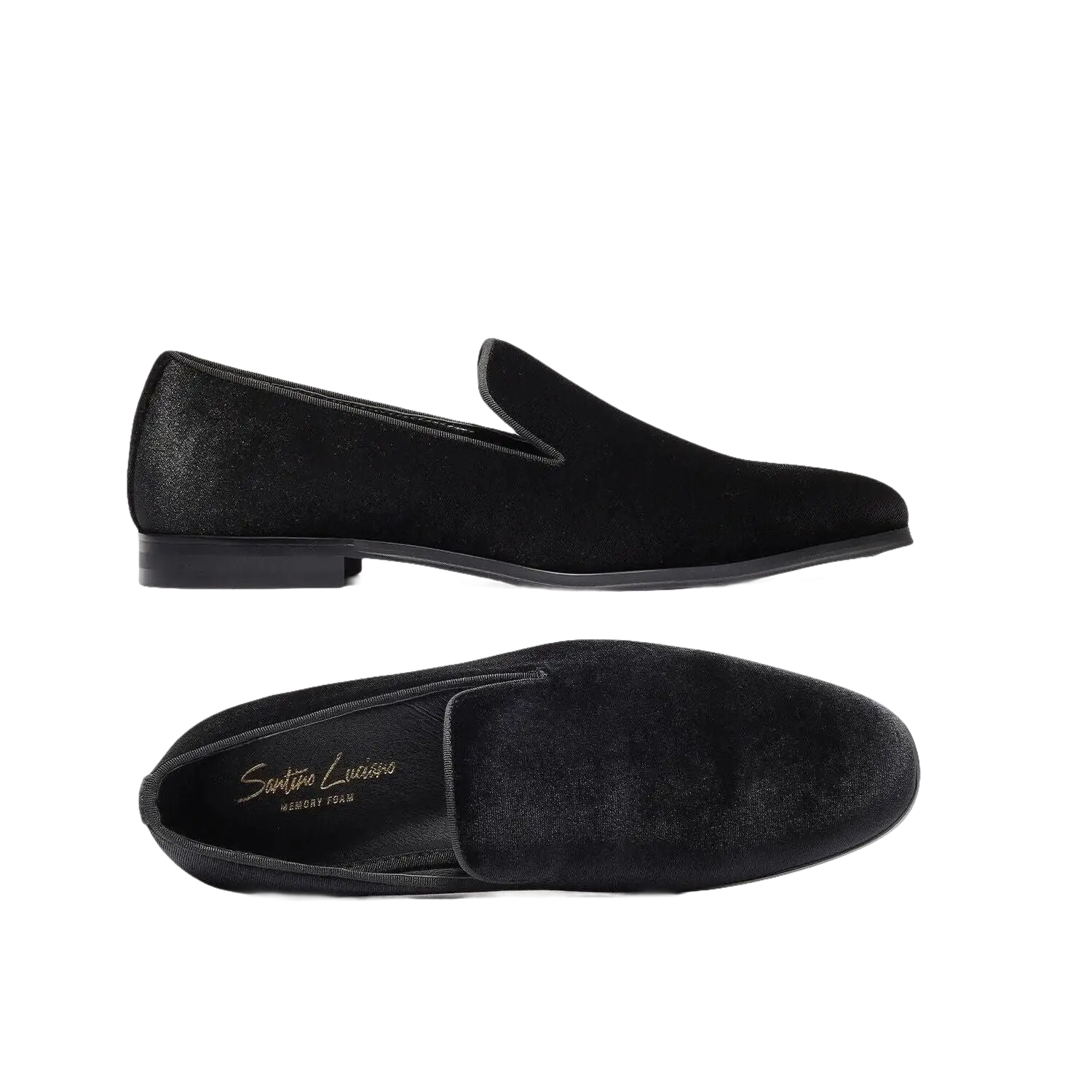 Mens Santino Luciano Shoes Soft Velvet Slip on Loafer Formal Wedding C351 Black - J.Valintin Men's Wear Legend - 98987