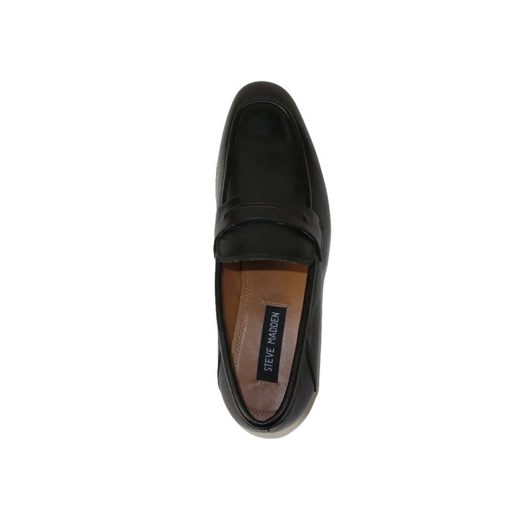 Men's Shoes Steve Madden Soft Leather upper Slip On Penny Acheron Black - J.Valintin Men's Wear Legend - 99739