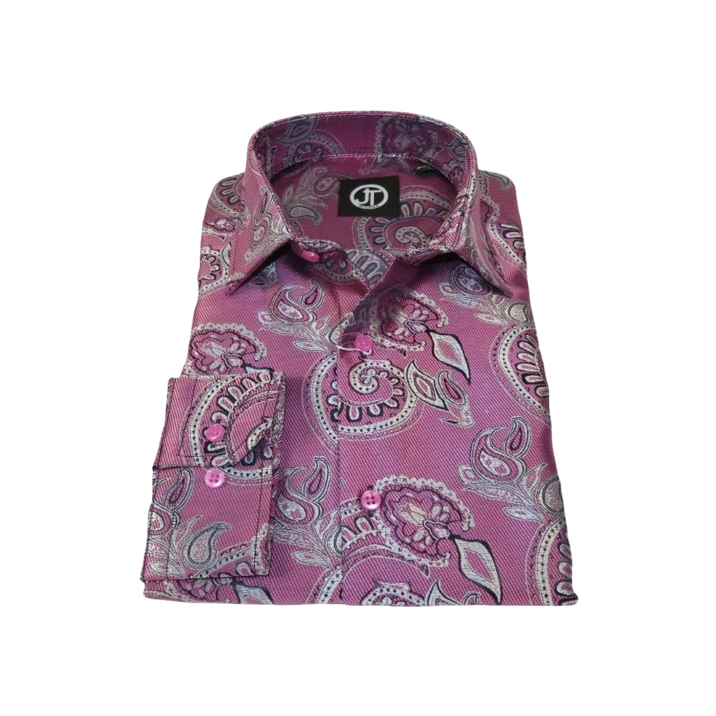 Men's Silky Paisley Floral Shirt By JT Milano AVM Turkey Slim Fit 6010 - 04 Pink - J.Valintin Men's Wear Legend - 6010 - 04 Pink - M
