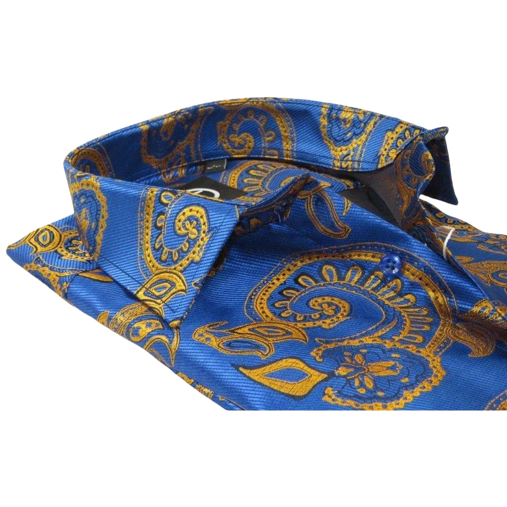 Men's Silky Paisley Floral Shirt By JT Milano AVM Turkey Slim Fit 6011 - 23 Royal Blue - J.Valintin Men's Wear Legend - 6011 - 23 Royal - M