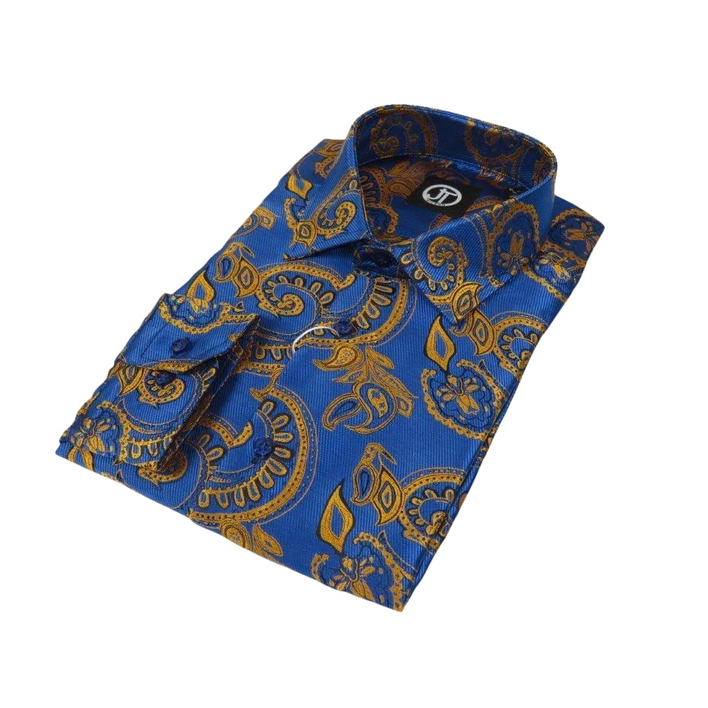 Men's Silky Paisley Floral Shirt By JT Milano AVM Turkey Slim Fit 6011 - 23 Royal Blue - J.Valintin Men's Wear Legend - 6011 - 23 Royal - M