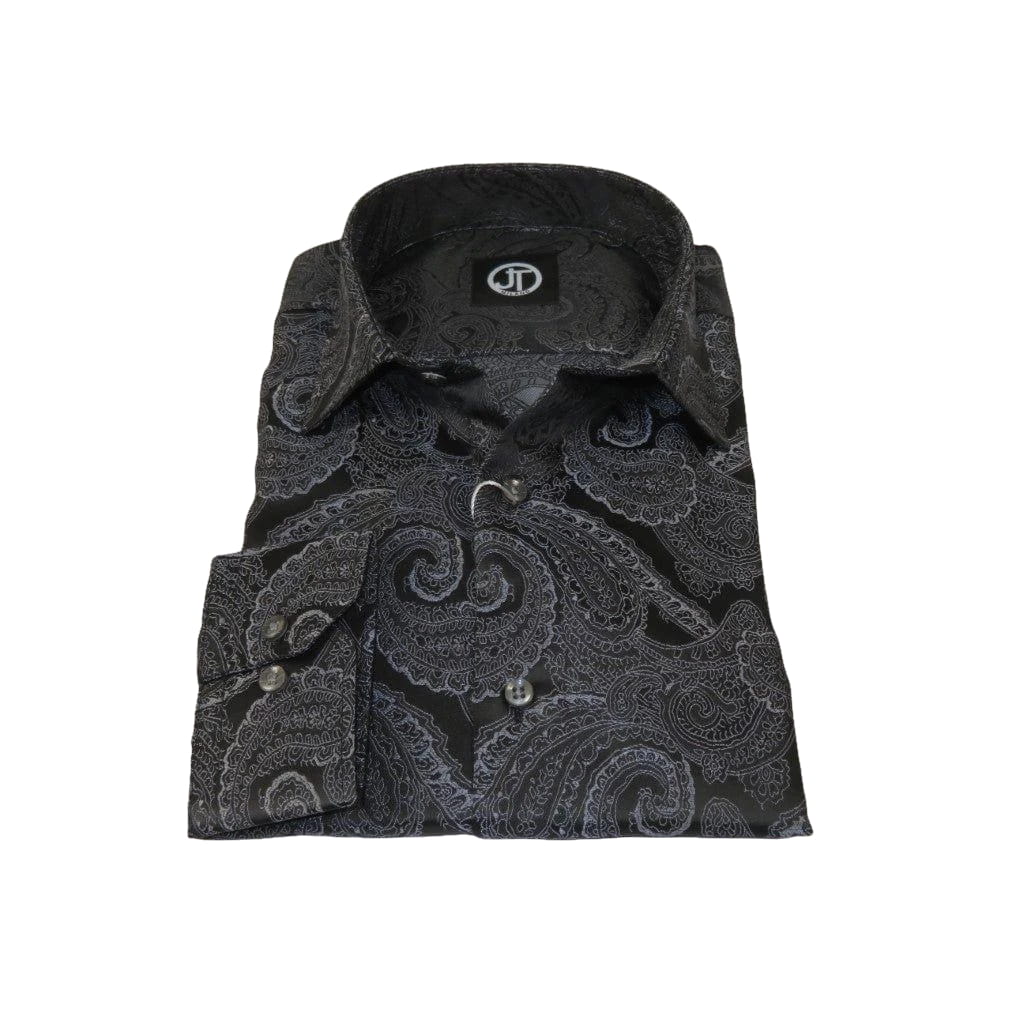 Men's Silky Paisley Floral Shirt By JT Milano AVM Turkey Slim Fit 6021 - 15 Black - J.Valintin Men's Wear Legend - 6021 - 15 Black - M