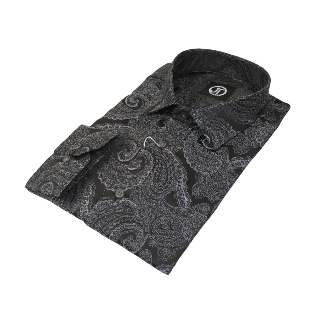 Men's Silky Paisley Floral Shirt By JT Milano AVM Turkey Slim Fit 6021 - 15 Black - J.Valintin Men's Wear Legend - 6021 - 15 Black - M