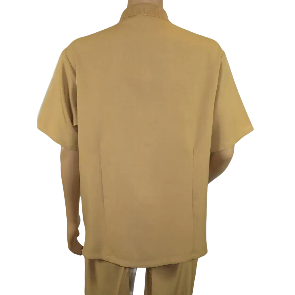 Men's Silversilk 2pc Walking Leisure Matching Suit Italian Woven Knits 71044 Tan - J.Valintin Men's Wear Legend - 71044 - Tan - M