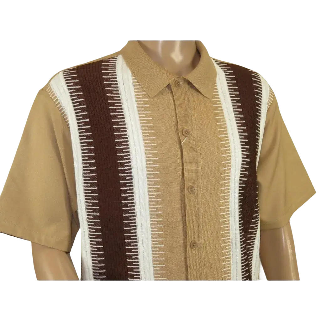 Men's Silversilk 2pc Walking Leisure Matching Suit Italian Woven Knits 71044 Tan - J.Valintin Men's Wear Legend - 71044 - Tan - M