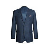 Men's Soft Wool Sport Coat English Plaid Window Pane 556 - 4 Navy Blue Renoir - J.Valintin Men's Wear Legend - 92566