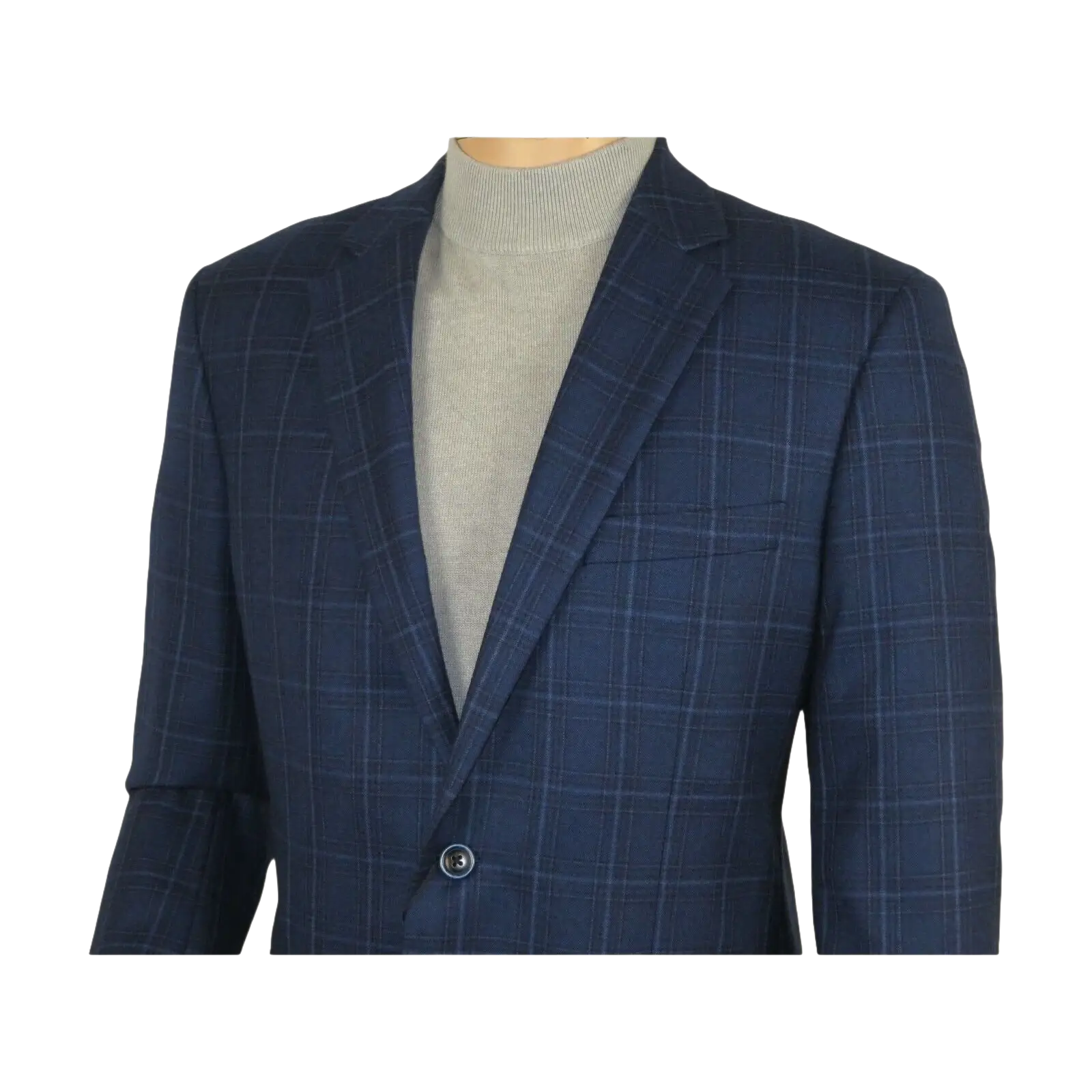 Men's Soft Wool Sport Coat English Plaid Window Pane 556 - 4 Navy Blue Renoir - J.Valintin Men's Wear Legend - 92566