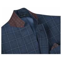 Men's Soft Wool Sport Coat English Plaid Window Pane 556 - 4 Navy Blue Renoir - J.Valintin Men's Wear Legend - 92566