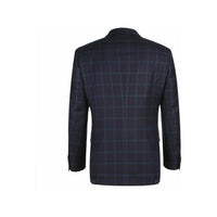 Men's Soft Wool Sport Coat English Plaid Window Pane 556 - 7 Plum Blue Renoir - J.Valintin Men's Wear Legend - 19146