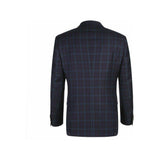 Men's Soft Wool Sport Coat English Plaid Window Pane 556 - 7 Plum Blue Renoir - J.Valintin Men's Wear Legend - 19146