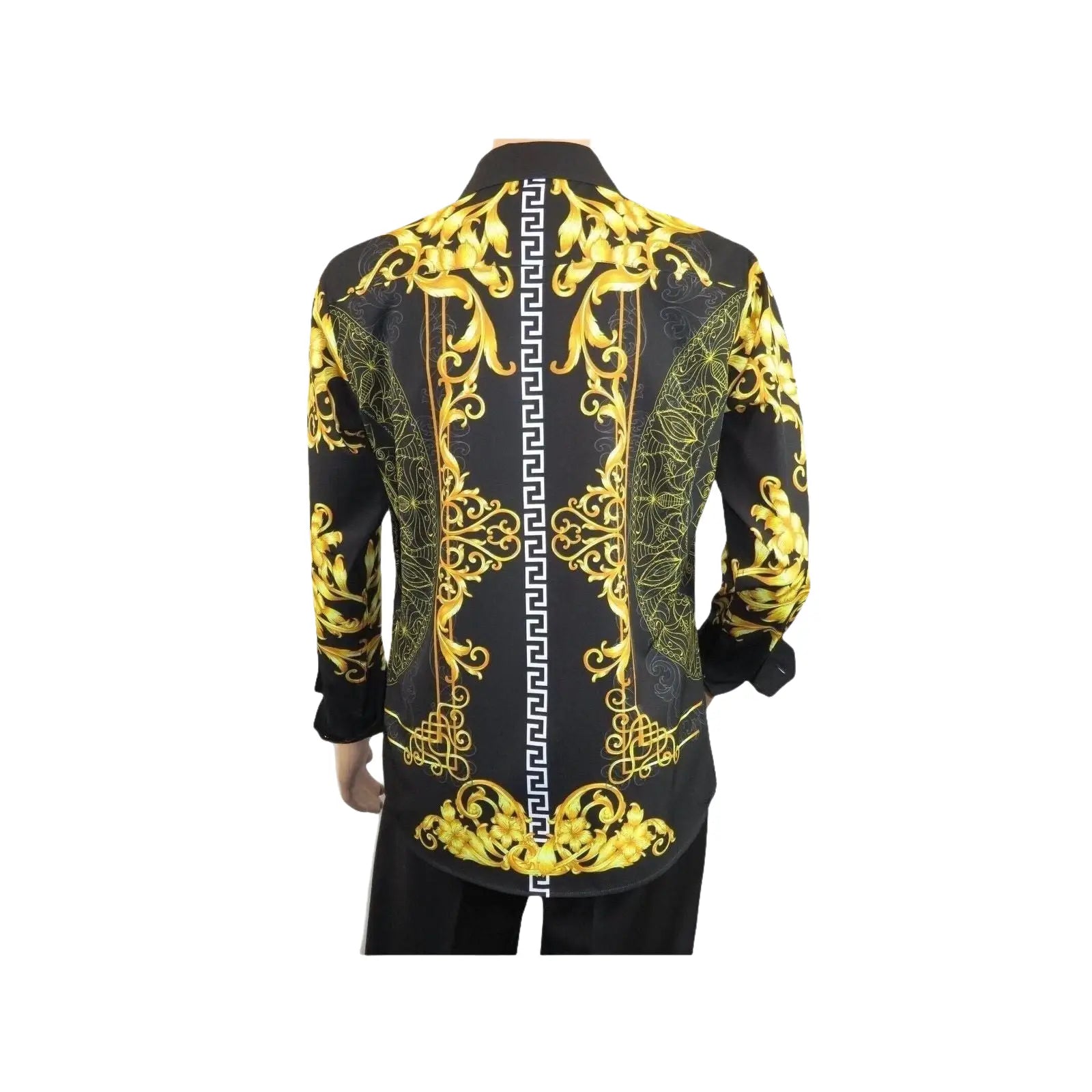 Men's Sports Shirt By Barocco Fashion Printed Long Sleeves Soft Feel EFS75 Black - J.Valintin Men's Wear Legend - 99434