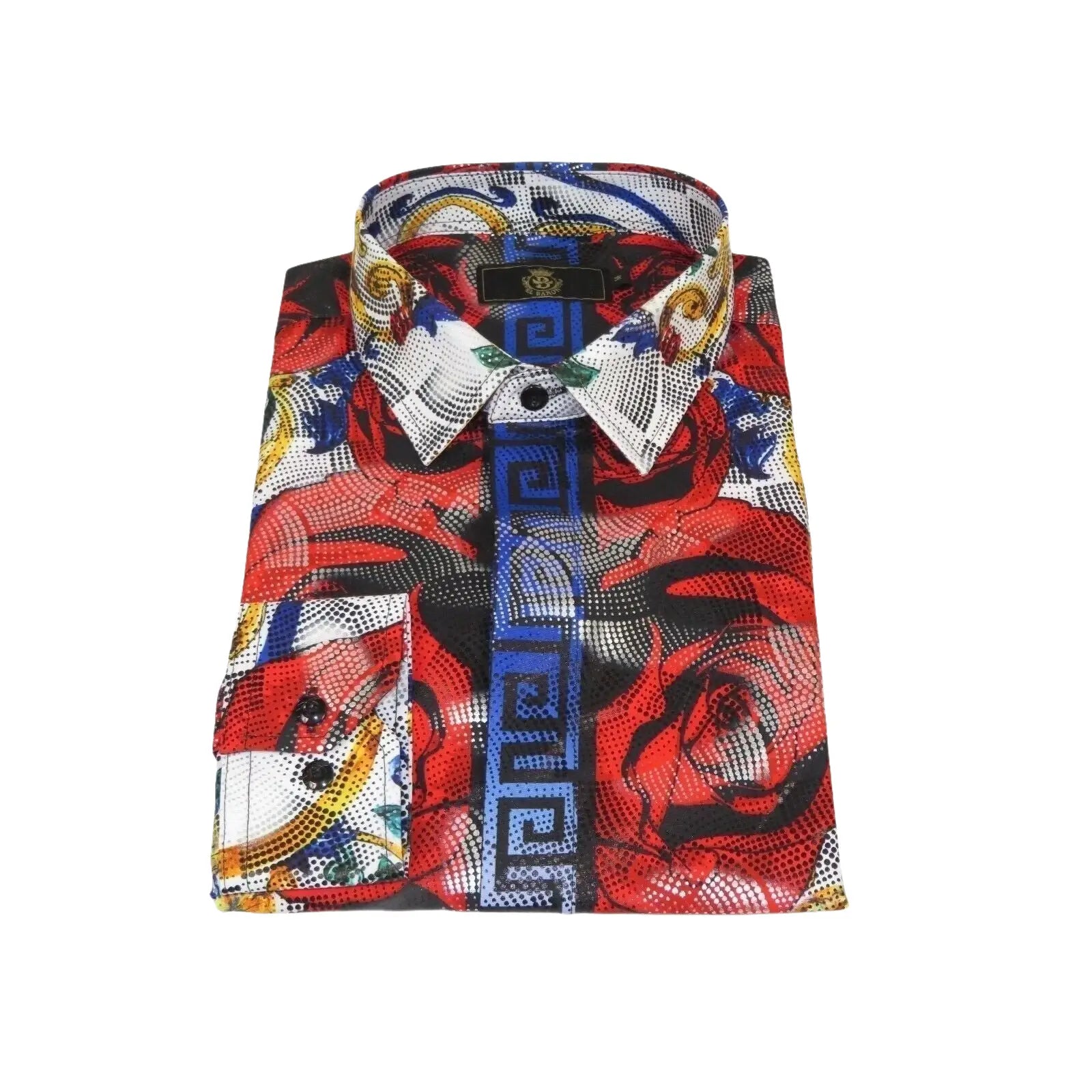 Men's Sports Shirt By Barocco Fashion Printed Long Sleeves Soft Feel EFS78 Multi - J.Valintin Men's Wear Legend - 99438