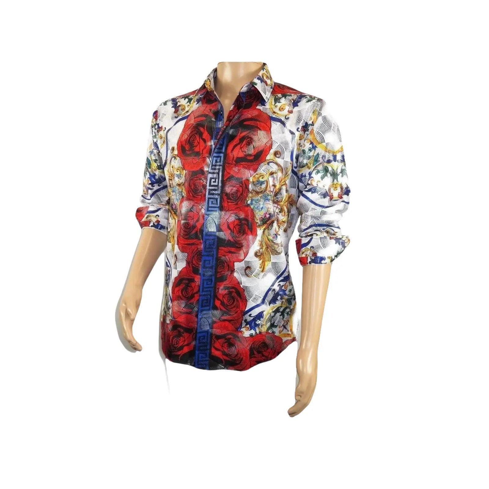 Men's Sports Shirt By Barocco Fashion Printed Long Sleeves Soft Feel EFS78 Multi - J.Valintin Men's Wear Legend - 99438