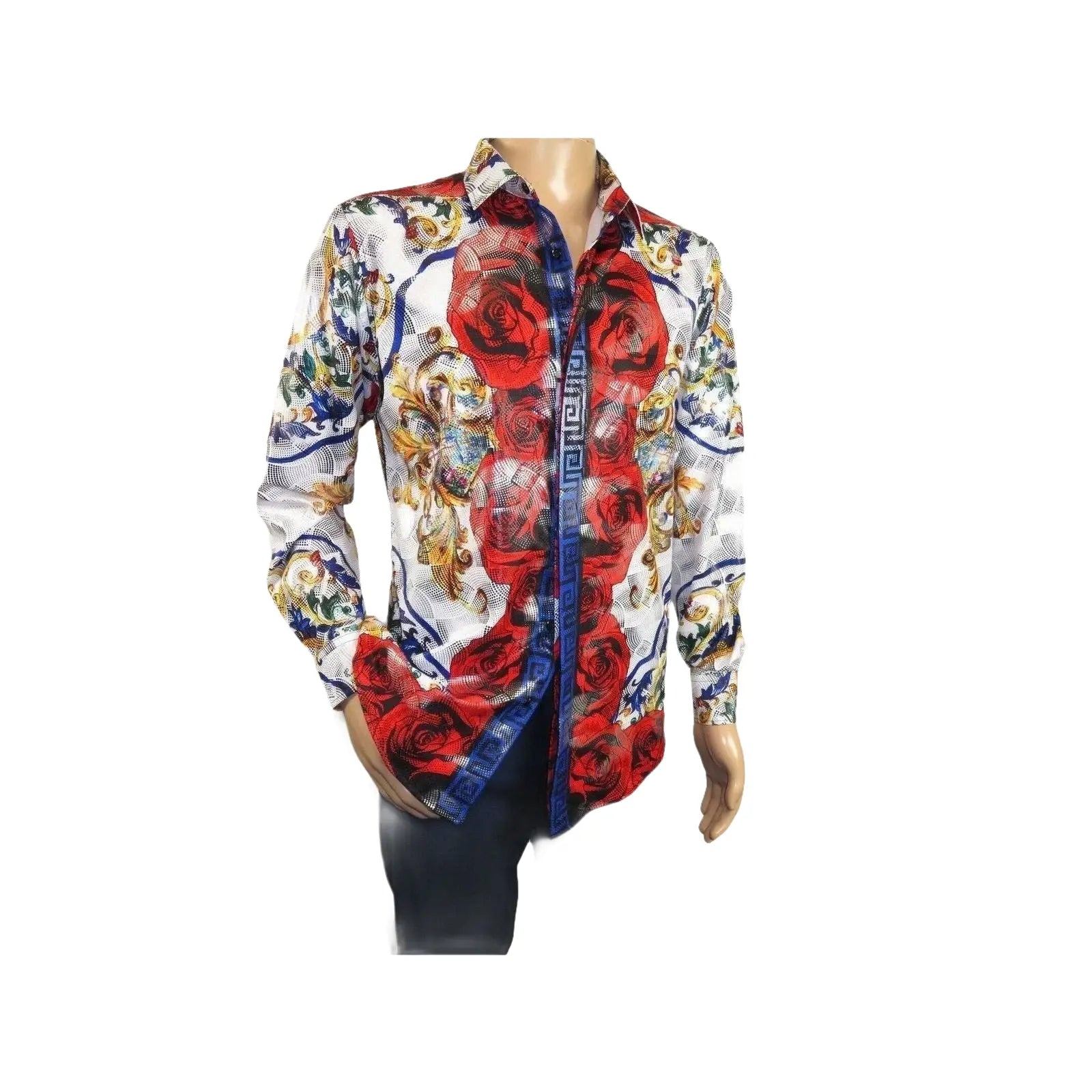 Men's Sports Shirt By Barocco Fashion Printed Long Sleeves Soft Feel EFS78 Multi - J.Valintin Men's Wear Legend - 99438