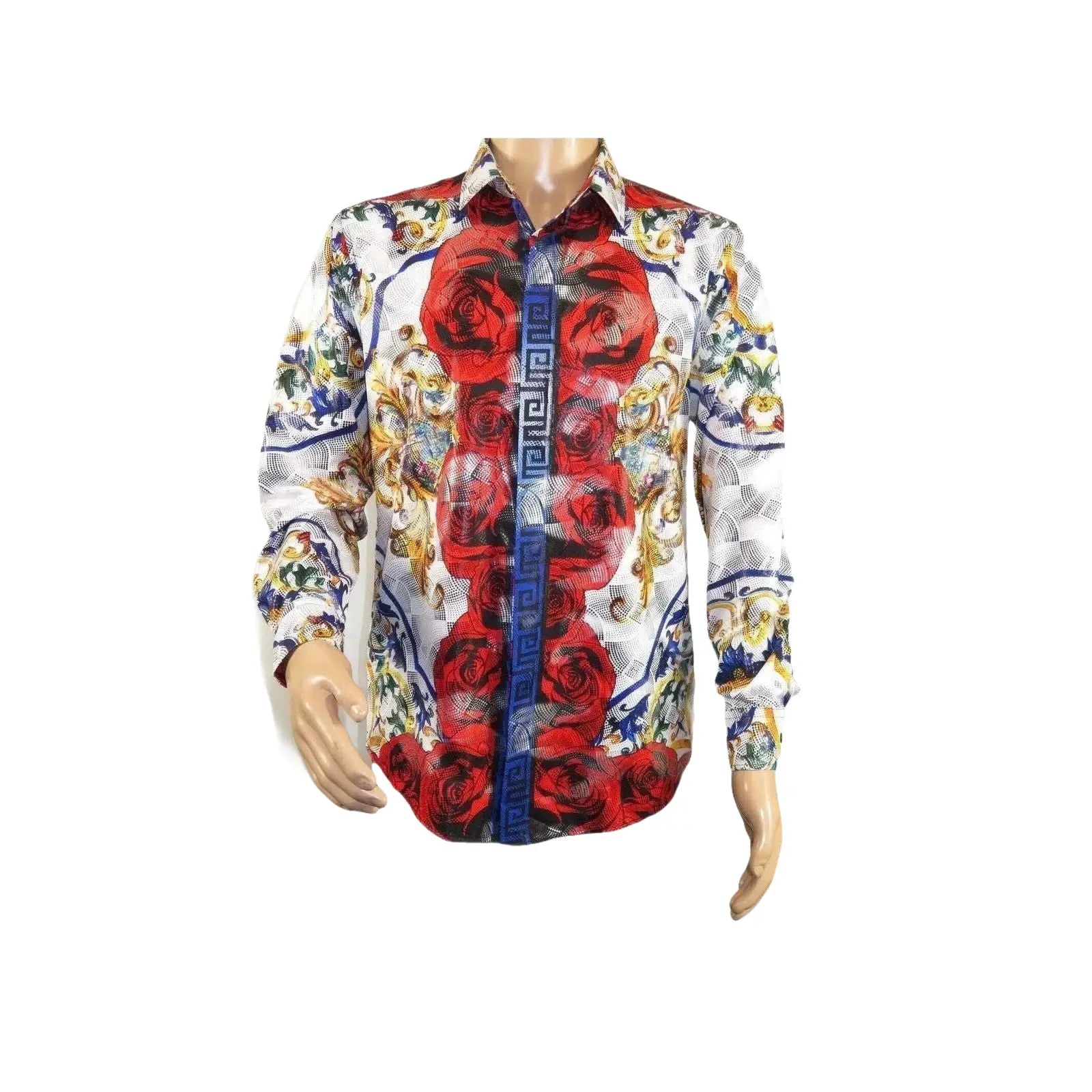 Men's Sports Shirt By Barocco Fashion Printed Long Sleeves Soft Feel EFS78 Multi - J.Valintin Men's Wear Legend - 99438