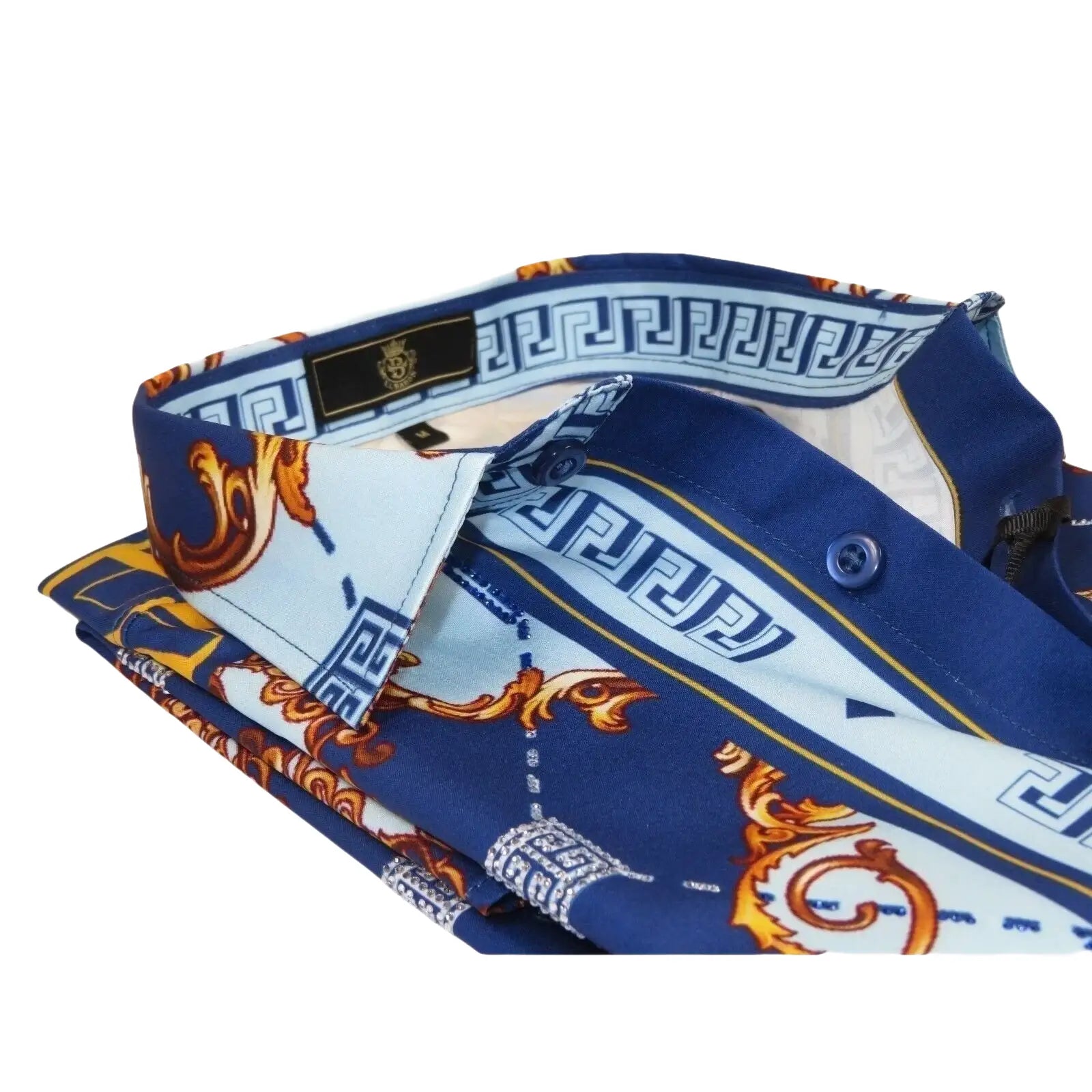 Men's Sports Shirt By Barocco Fashion Printed Long Sleeves Soft Feel ERS401 Blue - J.Valintin Men's Wear Legend - 99442