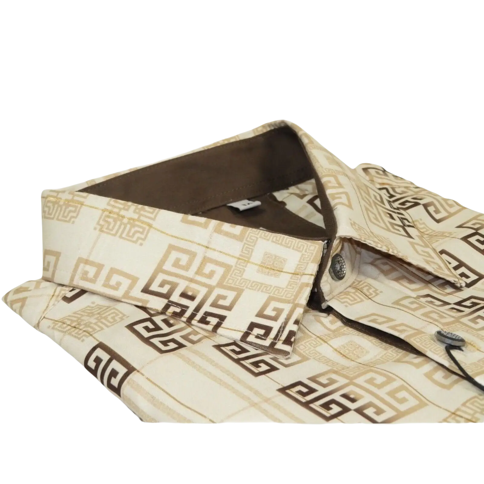 Mens Sports Shirt by DE - NIKO Long Sleeves Fashion Prints Soft Modal NK600 Khaki - J.Valintin Men's Wear Legend - 99407