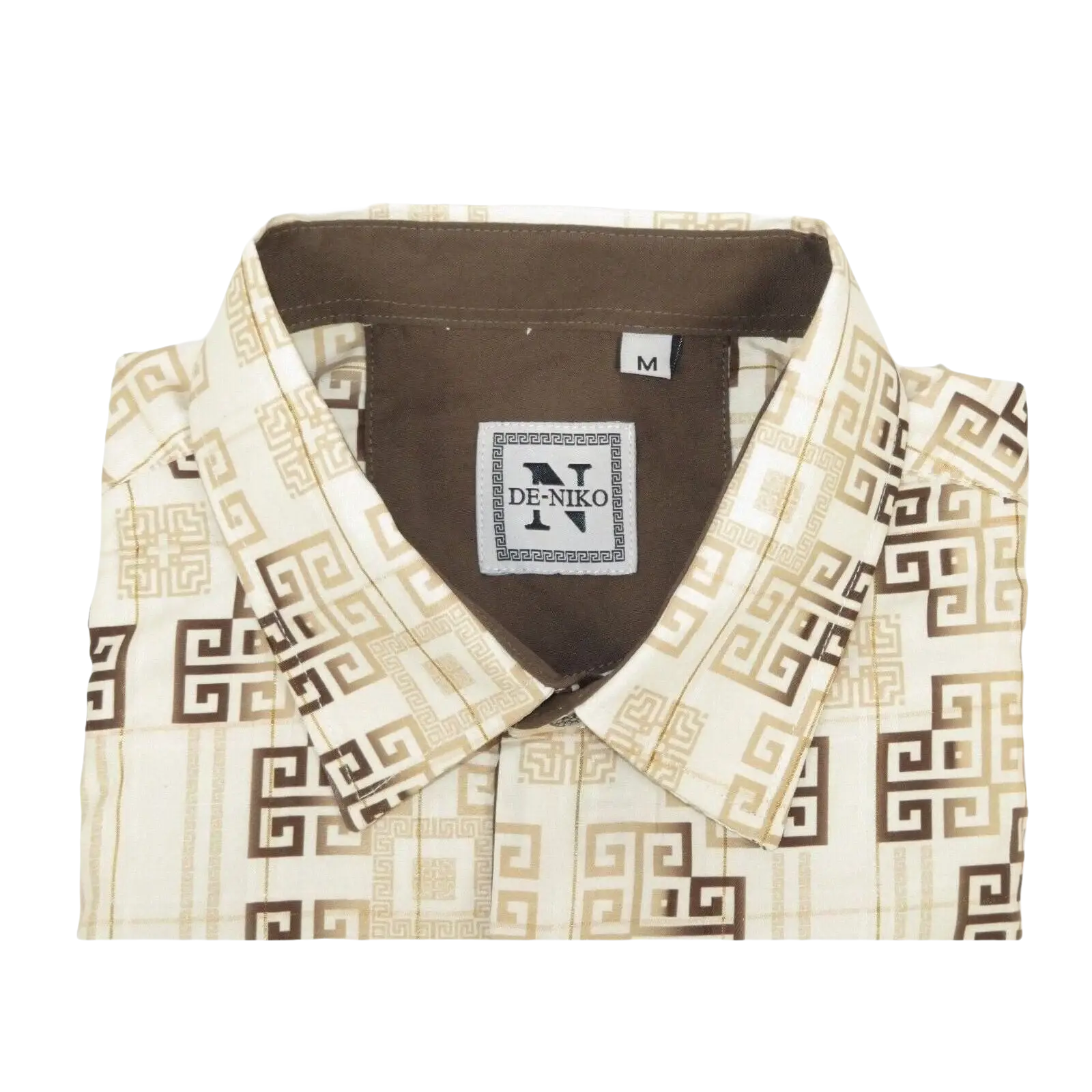 Mens Sports Shirt by DE - NIKO Long Sleeves Fashion Prints Soft Modal NK600 Khaki - J.Valintin Men's Wear Legend - 99407