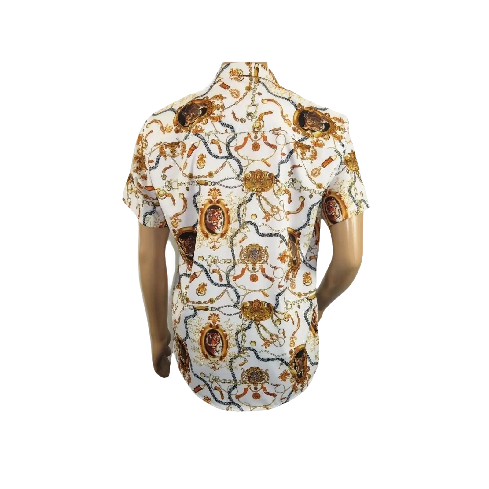 Men's Sports Shirt by MIZUMI Medallion Floral Printed Short Sleeves M648 White - J.Valintin Men's Wear Legend - 99146