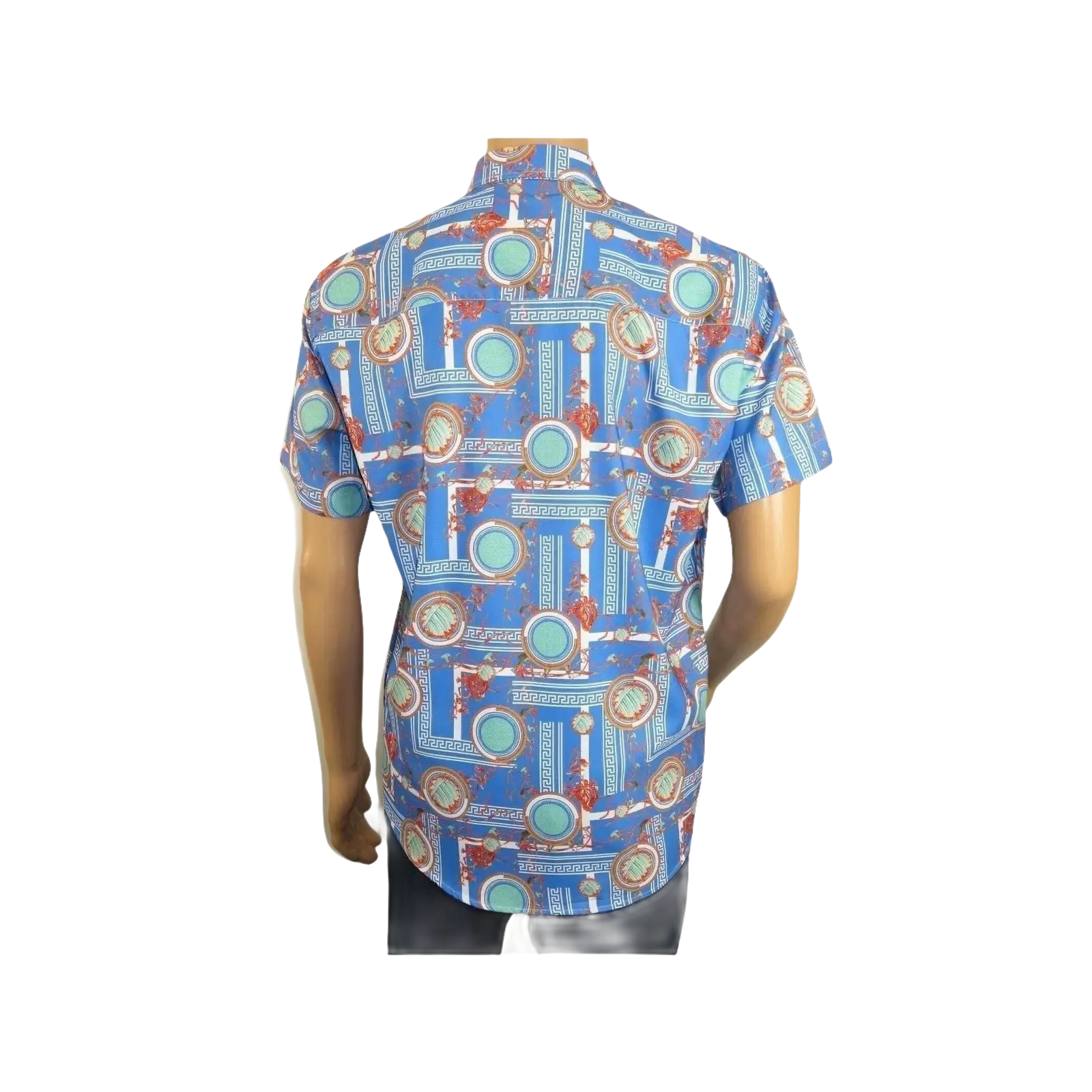 Men's Sports Shirt by MIZUMI Medallion Printed Soft Feel Short Sleeves M646 Blue - J.Valintin Men's Wear Legend - 99150